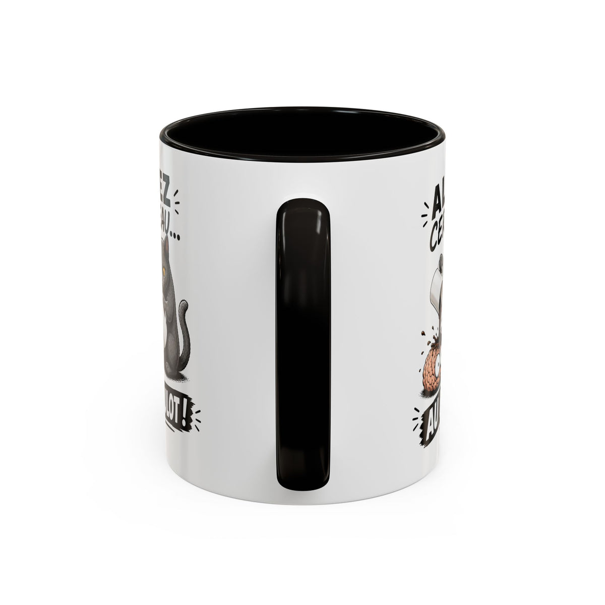 Mug Allez Cerveau Au Boulot – Tasse Humour Chat et Café – Cadeau Drôle Homme et Femme