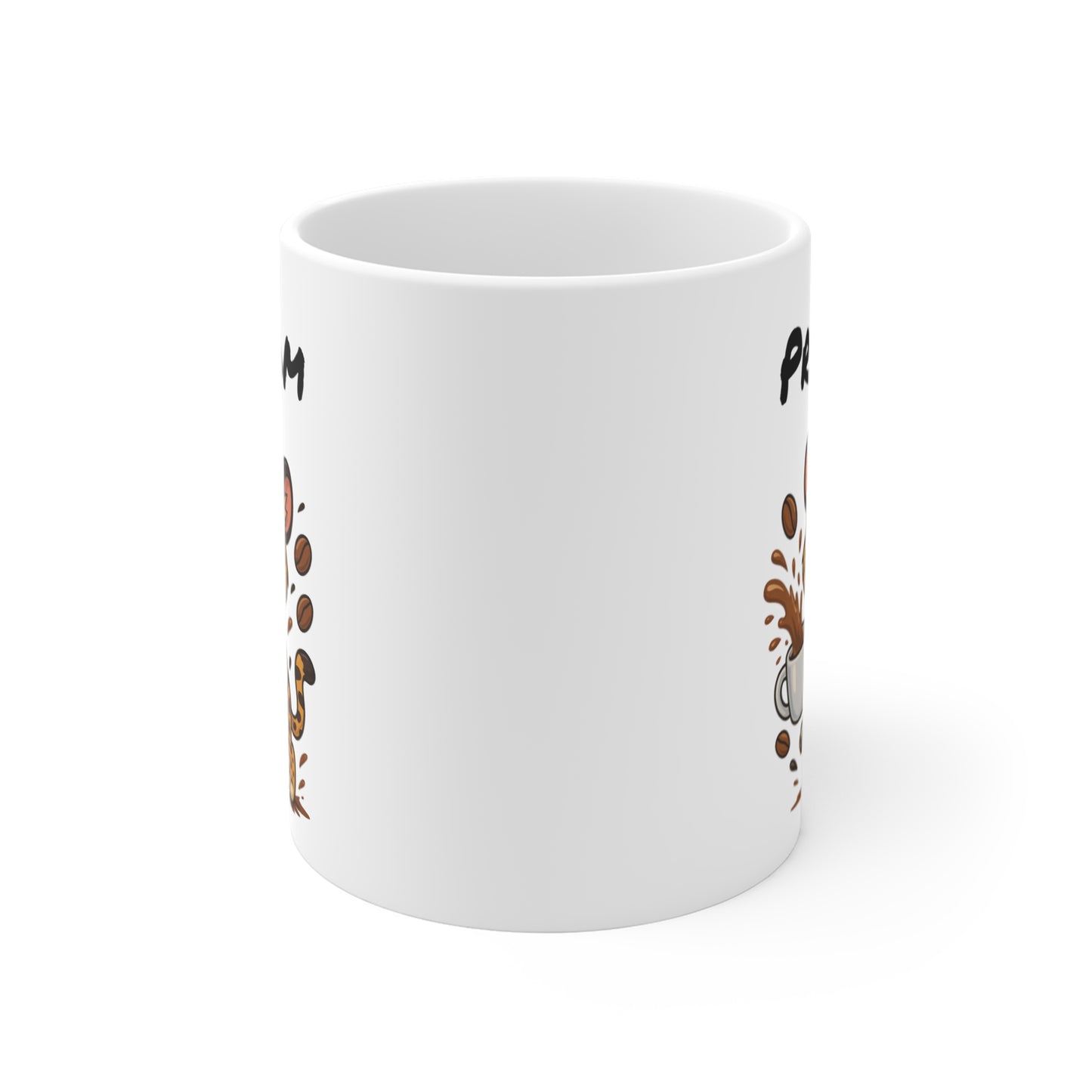 Tasse Personnalisable Léopard Café – Mug Prénom Cartoon – Cadeau Original Amateur de Café 325ml