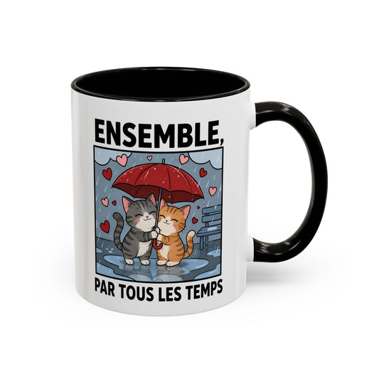 Tasse Ensemble Par Tous Les Temps – Mug Couple Chats Amoureux – Cadeau Saint-Valentin Homme Femme 325ml