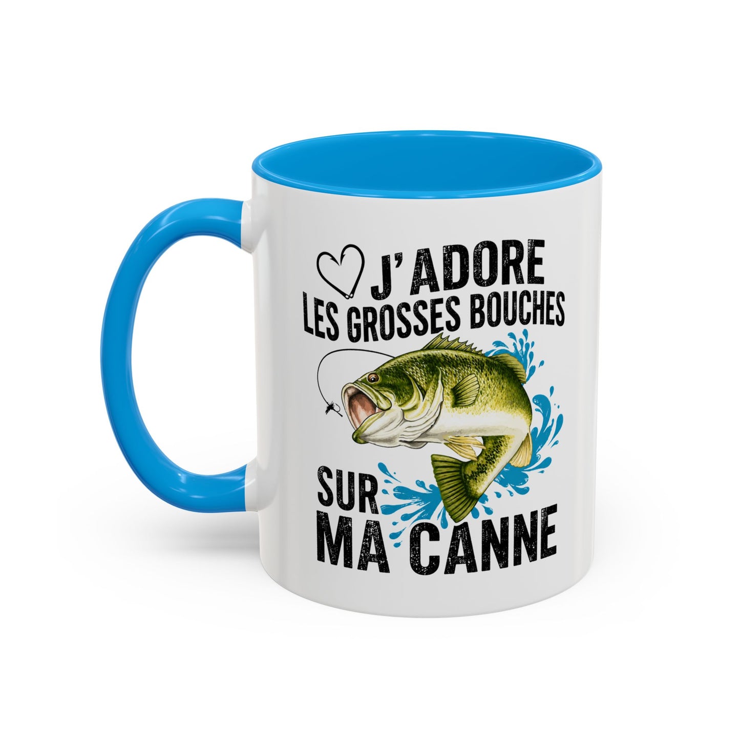 Mug Pêche Grosses Bouches – Tasse Humoristique Poisson – Cadeau Homme Pêcheur Passionné – 325 ml Noir Bleu Rouge