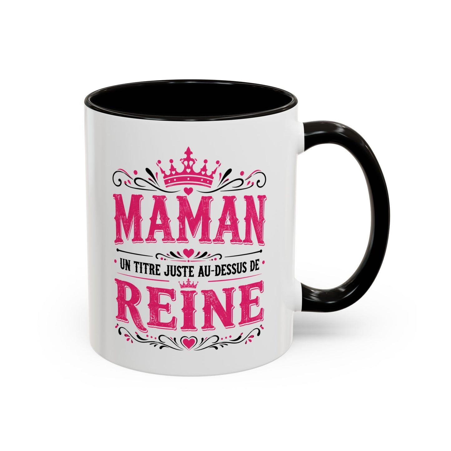 Mug Maman Femme – Tasse Cadeau Mère Reine de la Famille – Idée Originale Anniversaire Fête des Mères Noël Noir Bleu Rouge