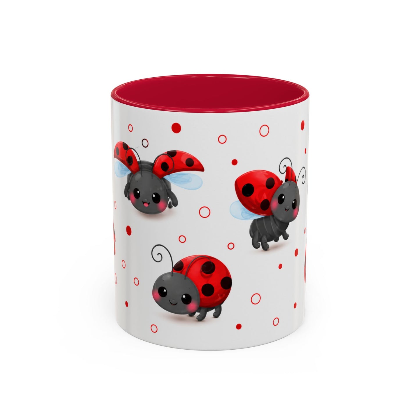 Tasse Coccinelles Mignonnes – Mug Kawaii Insectes Cartoon et Rouge Noir – Cadeau Nature 325ml