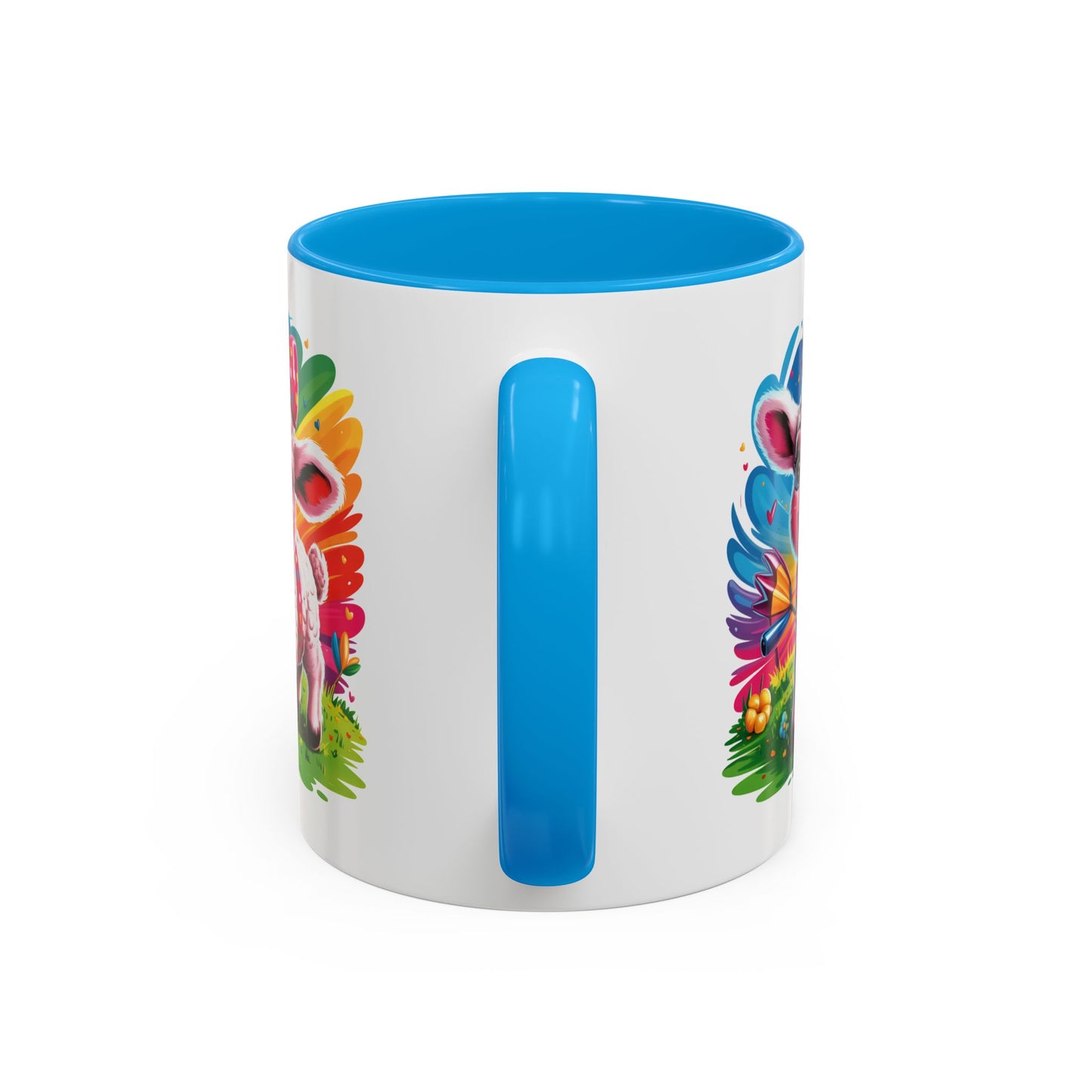 Mug Agneau Mignon Multicolore – Tasse Design Kawaii Animaux et Arc-en-ciel – Cadeau Original 325ml