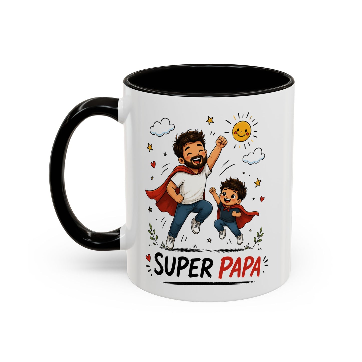Tasse Super Papa Héros – Mug Père Fils Super Héros – Cadeau Papa Fête Des Pères Anniversaire 325ml