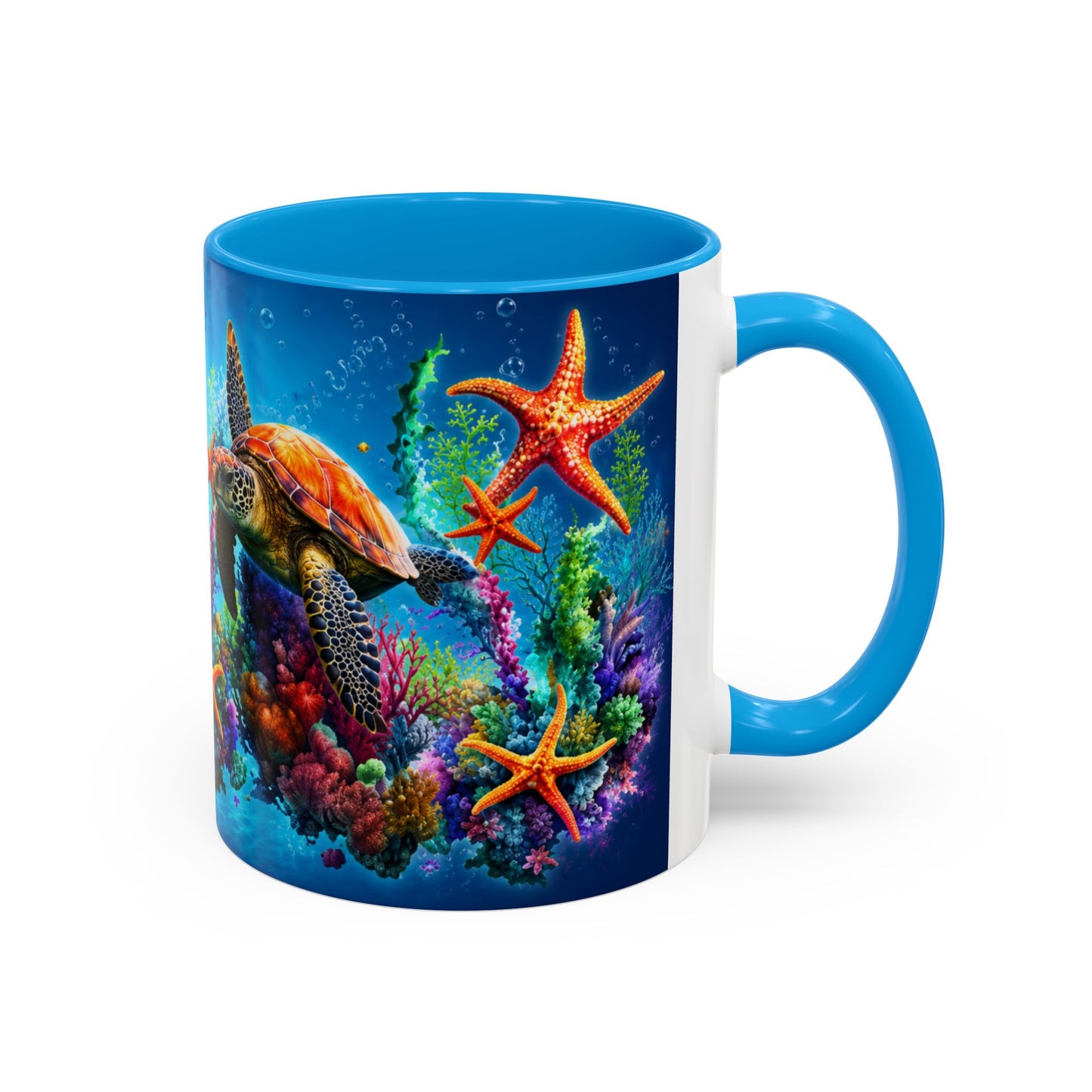 Tasse Tortue Marine Océan Tropical – Mug Fonds Marins Colorés et Poissons Exotiques – Cadeau Mer 325ml