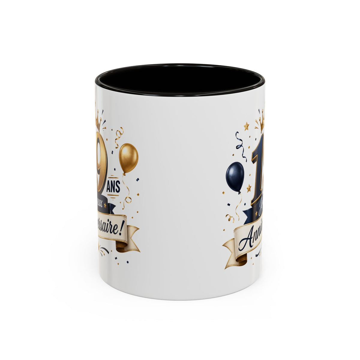 Mug Joyeux 19 Ans – Tasse Anniversaire 19 Ans – Cadeau Original pour Femme Homme – Idée Cadeau 19e Anniversaire Noir Bleu Rouge