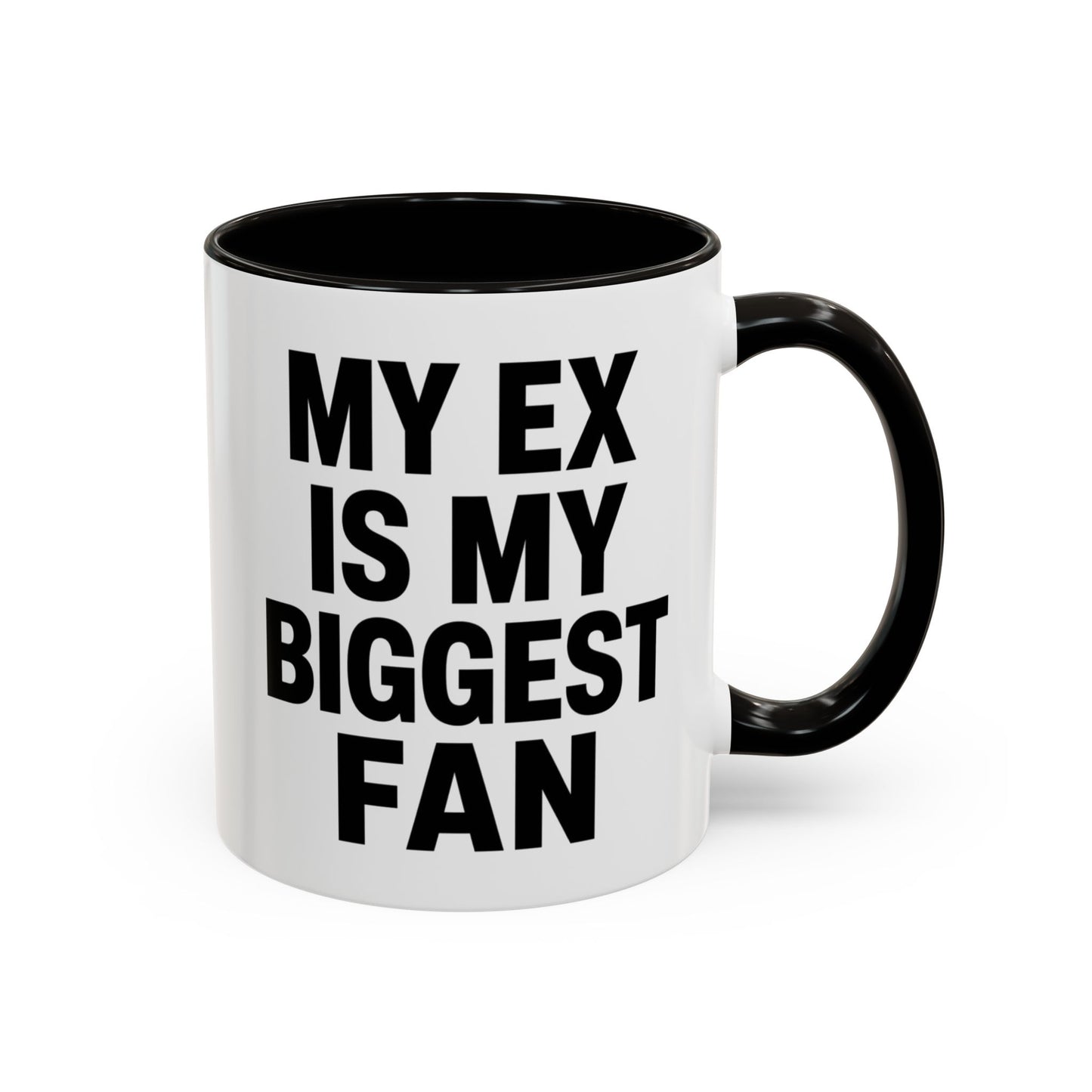 Mug Humour Anglais – My Ex Is My Biggest Fan – Tasse Citation Drôle et Sarcastique – Cadeau Original Céramique 325ml Noir Bleu Rouge