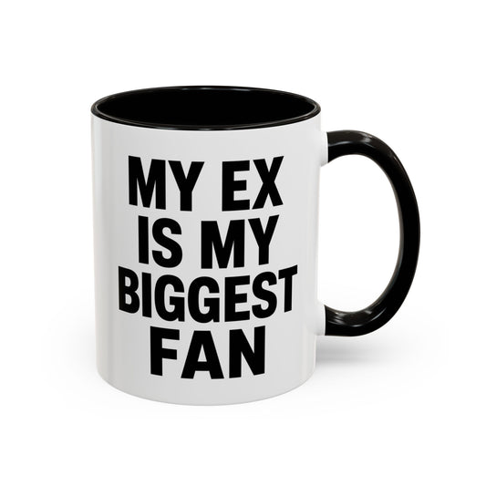 Mug Humour Anglais – My Ex Is My Biggest Fan – Tasse Citation Drôle et Sarcastique – Cadeau Original Céramique 325ml Noir Bleu Rouge