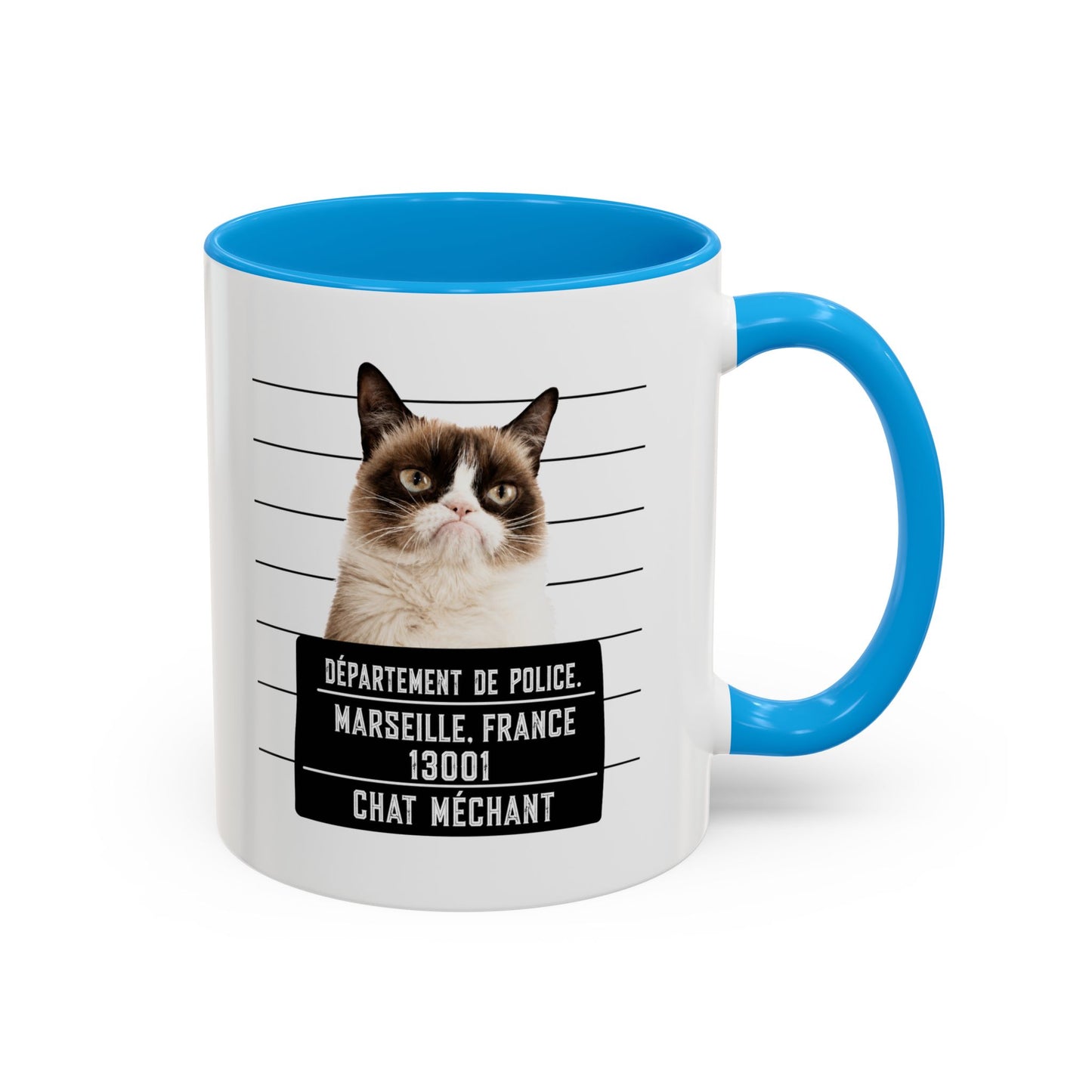 Tasse Chat Méchant Homme et Femme – Mug Chat Drôle Style Mugshot Police – Cadeau Original pour Amoureux des Chats – Céramique 325 ml