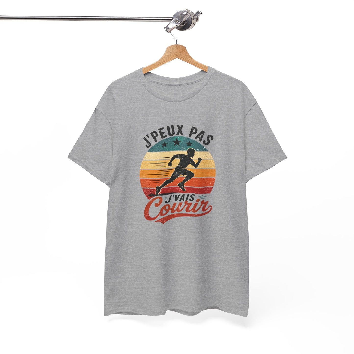 T-Shirt Running Homme Humour – J’Peux Pas J’Vais Courir – Tee Shirt Course à Pied Vintage Sport