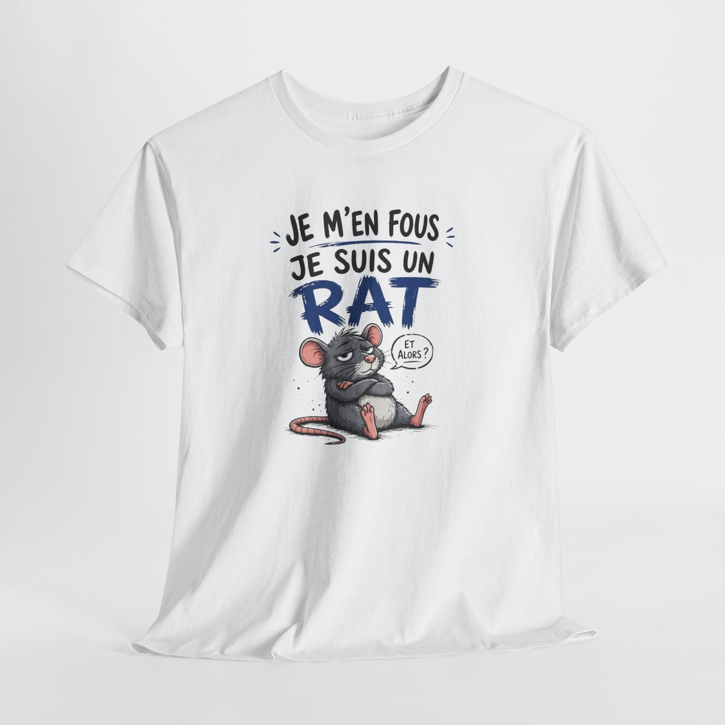 T-Shirt Humour Je M’en Fous Je Suis Un Rat – Tee Shirt Drôle Insolent Animal Cool – Cadeau Original Homme Femme