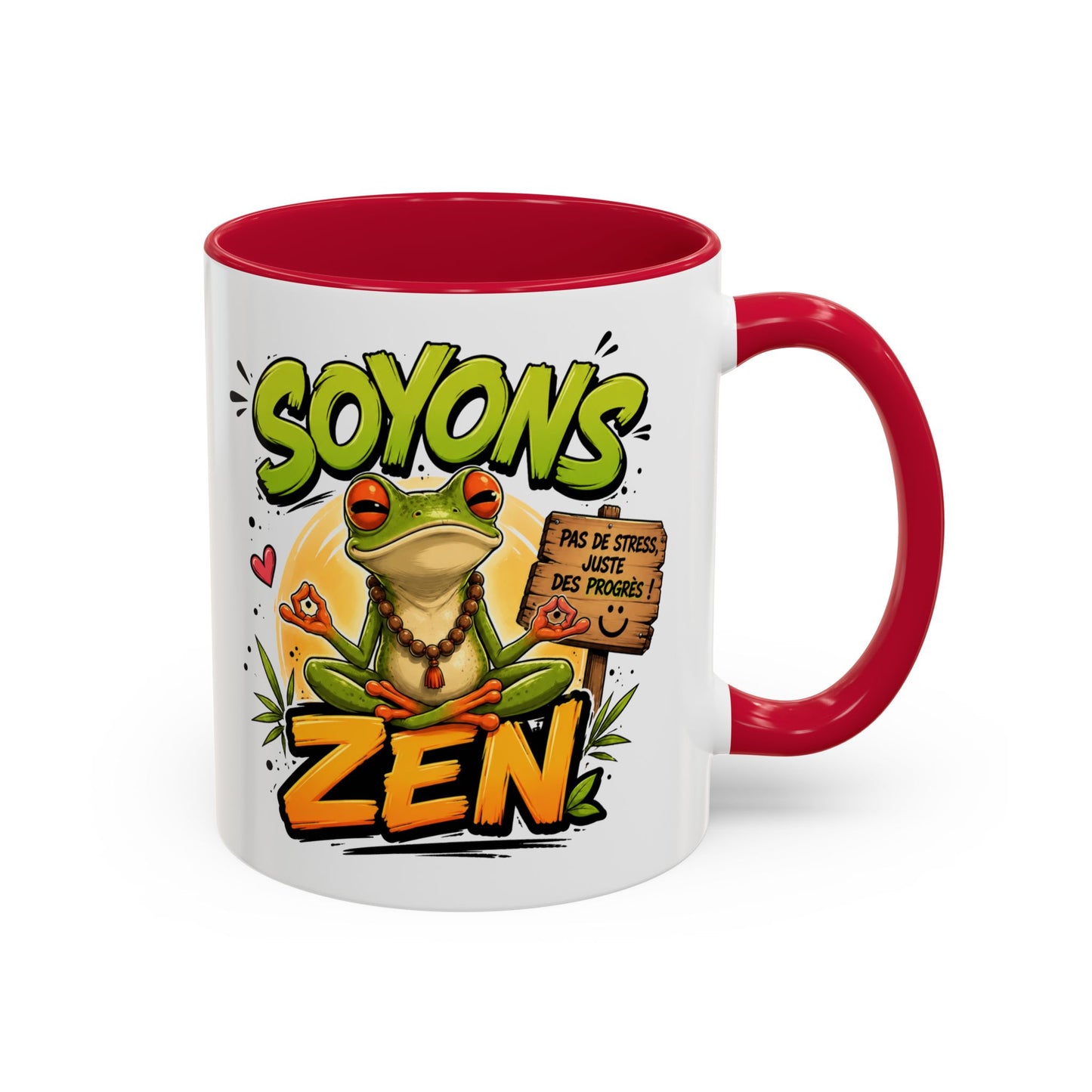 Tasse Soyons Zen – Mug Grenouille Méditation Humour – Cadeau Relaxation Positive 325ml