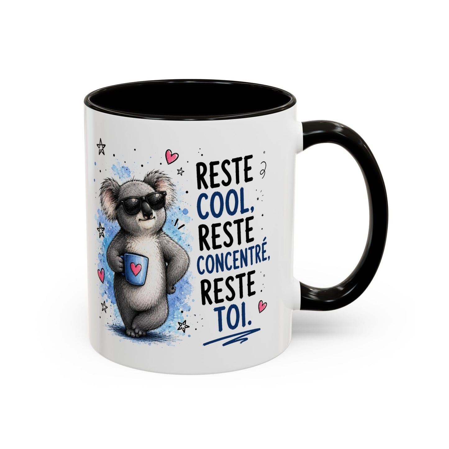 Tasse Koala Drôle Homme Femme – Mug Reste cool reste concentré reste toi – Cadeau Humour Positif 325 ml