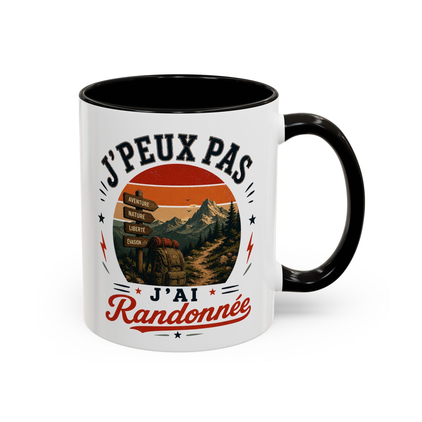 Tasse J’Peux Pas J’Ai Randonnée – Mug Humour Randonnée Vintage – Cadeau Passion Montagne Nature 325ml