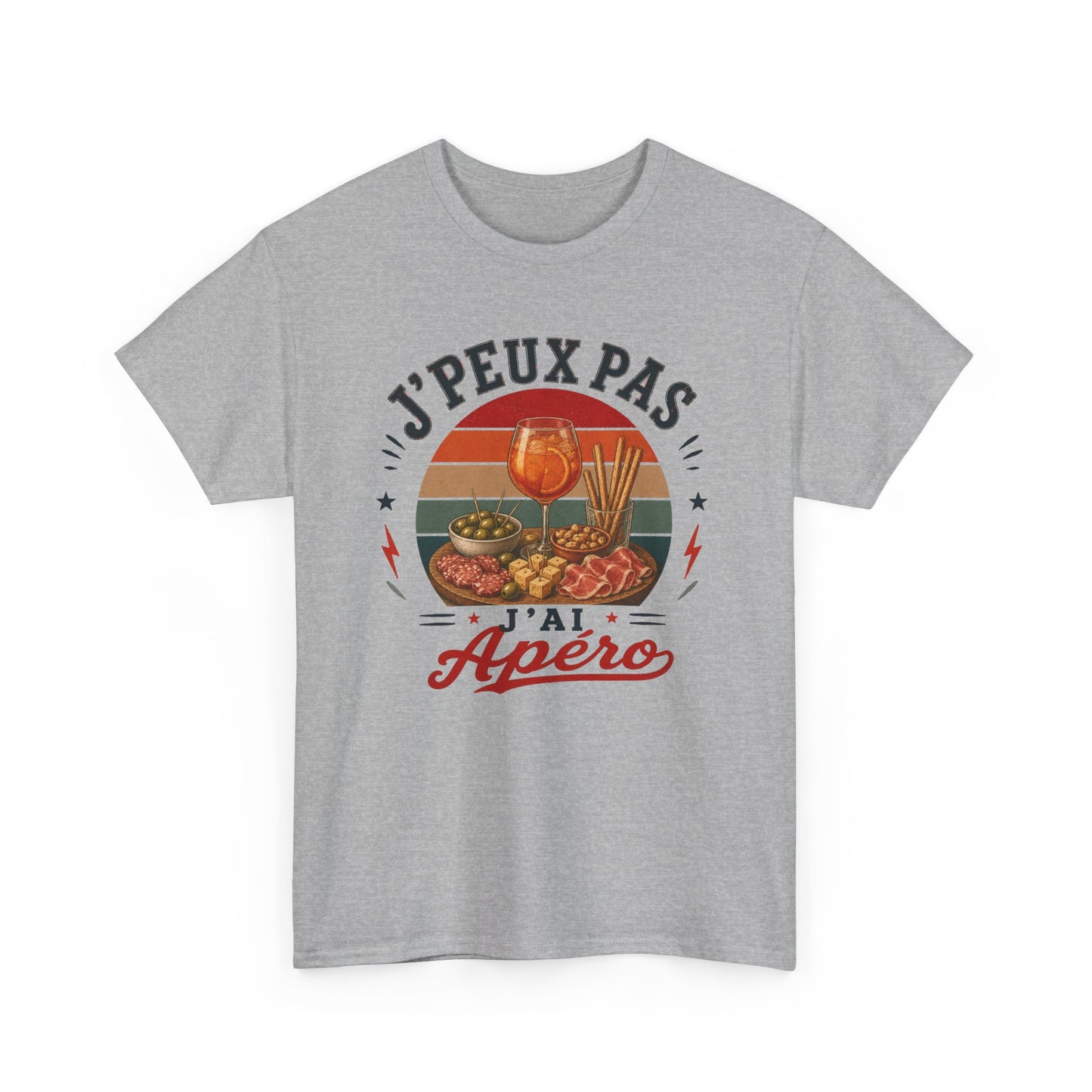 T-Shirt J’Peux Pas J’Ai Apéro – Tee Shirt Humour Convivial Vintage – Cadeau Ami Collègue Homme Femme
