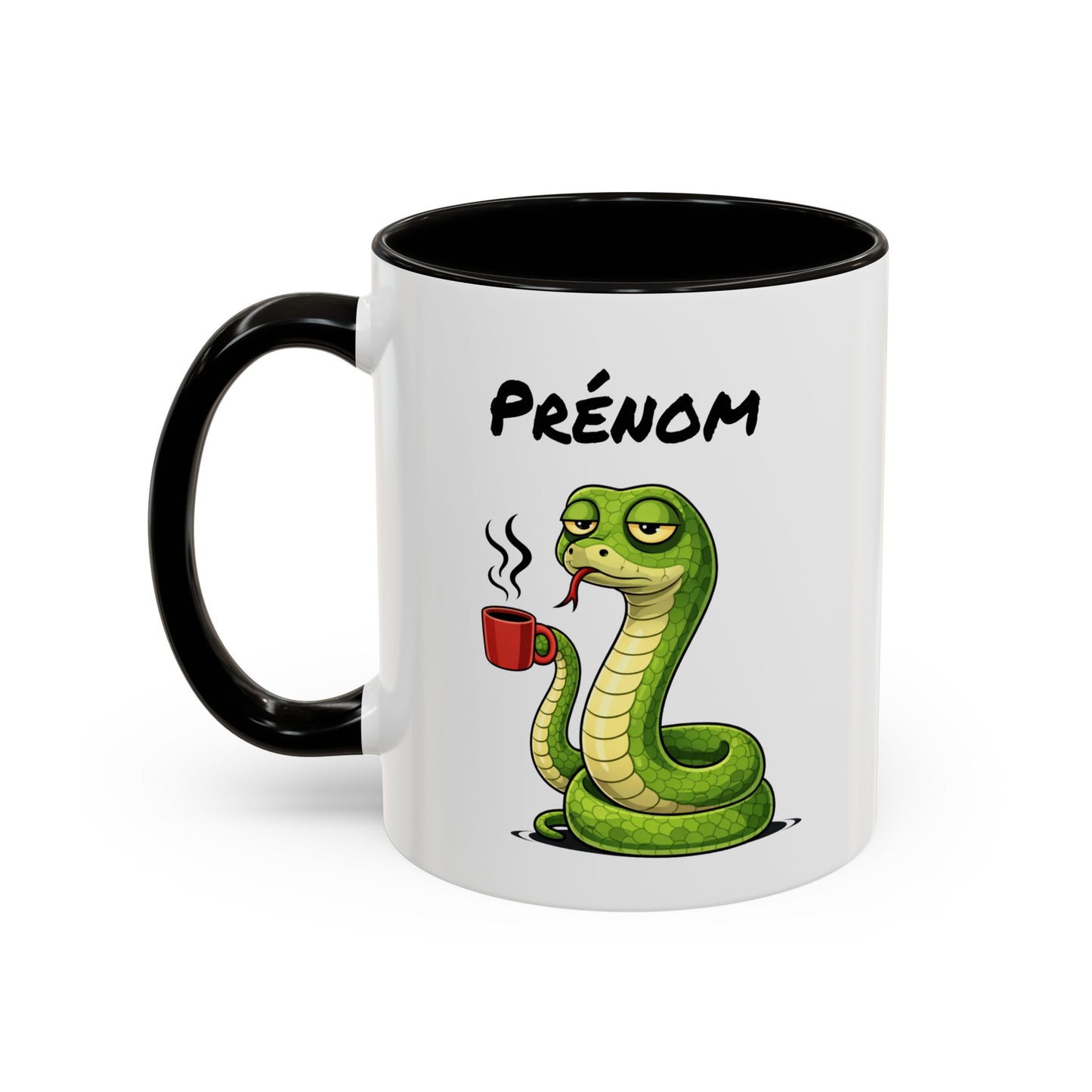 Tasse Serpent Fatigué avec Café – Mug Humour Reptile – Illustration Animal Mignon 325ml