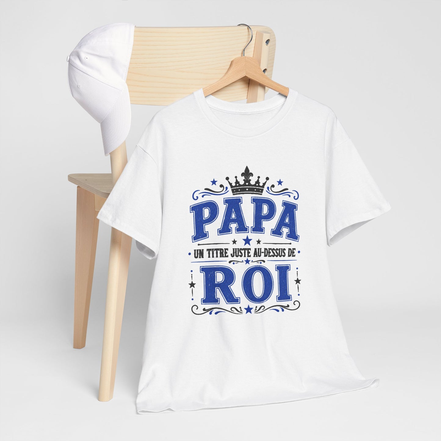 Tee Shirt Homme Papa Roi Père Humour Famille Couronne Idée Cadeau Fête des Pères Anniversaire