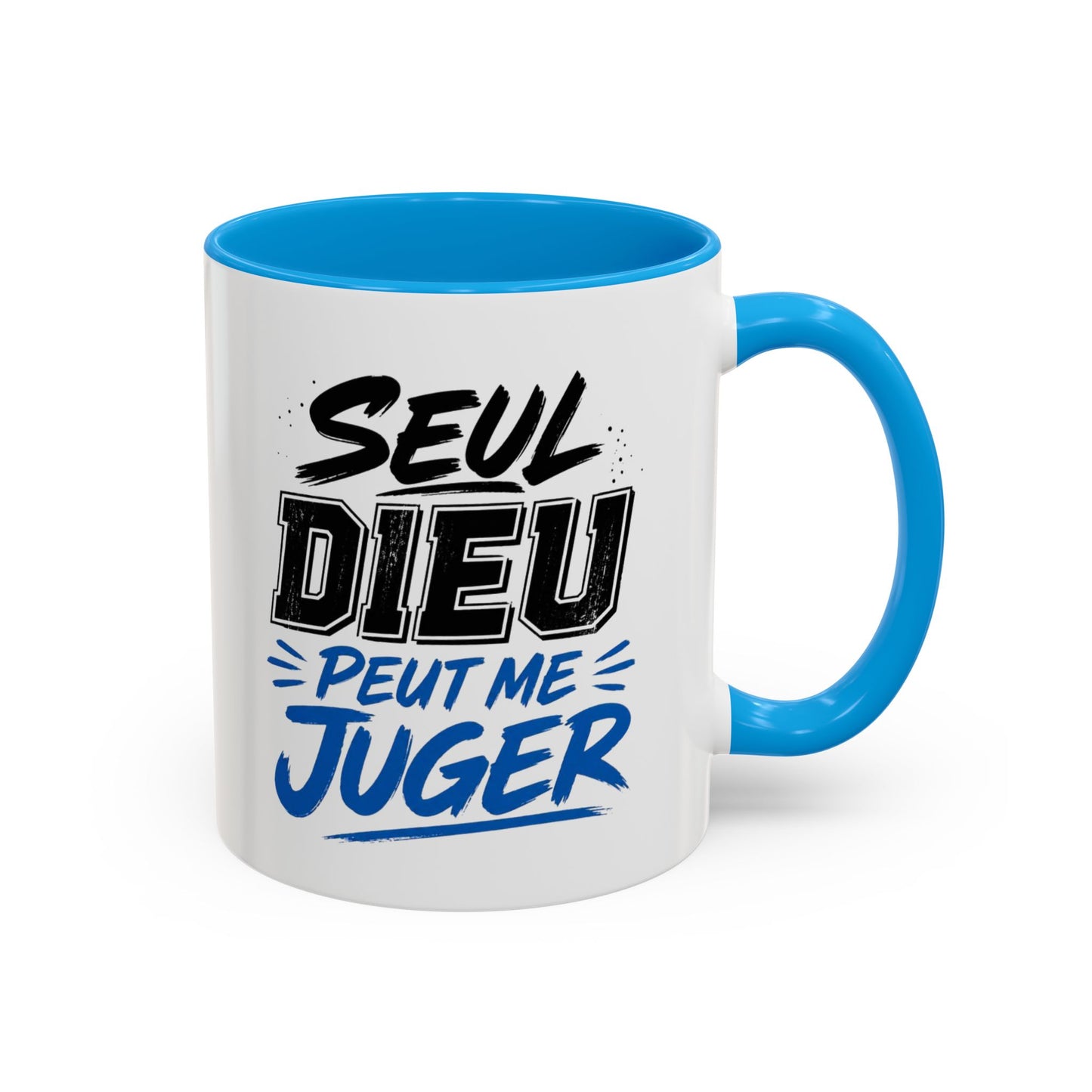 Mug Citation Seul Dieu Peut Me Juger – Tasse Humour et Caractère – Cadeau Original Fun Céramique 325ml Noir Bleu