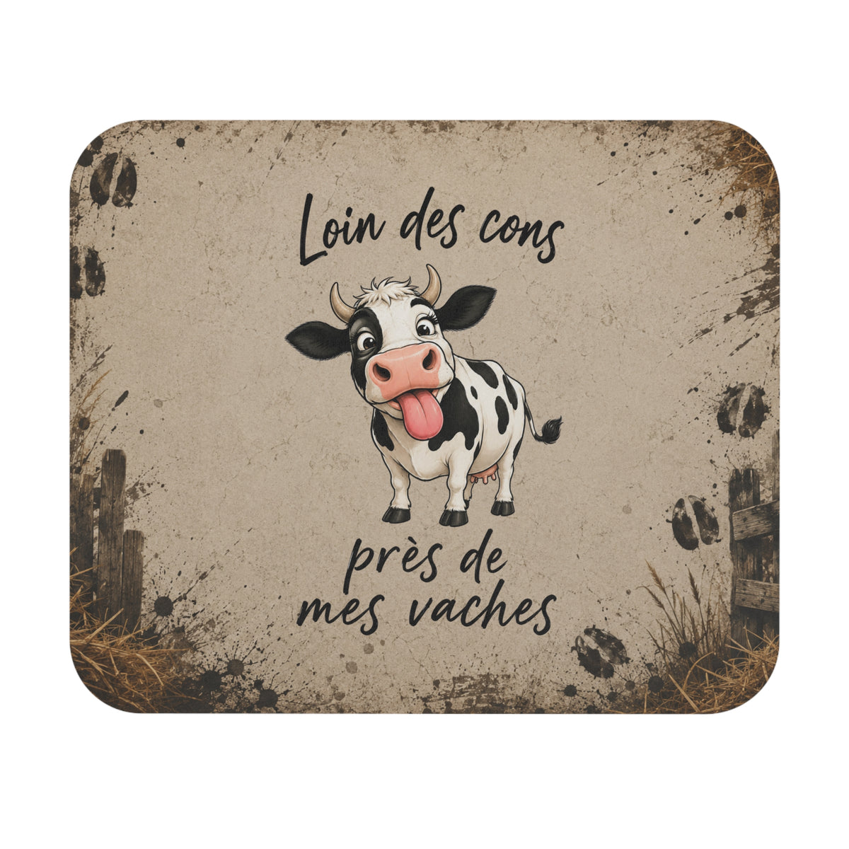 Tapis de Souris Loin des Cons Près de Mes Vaches – Humour Vache – Cadeau Drôle Homme et Femme