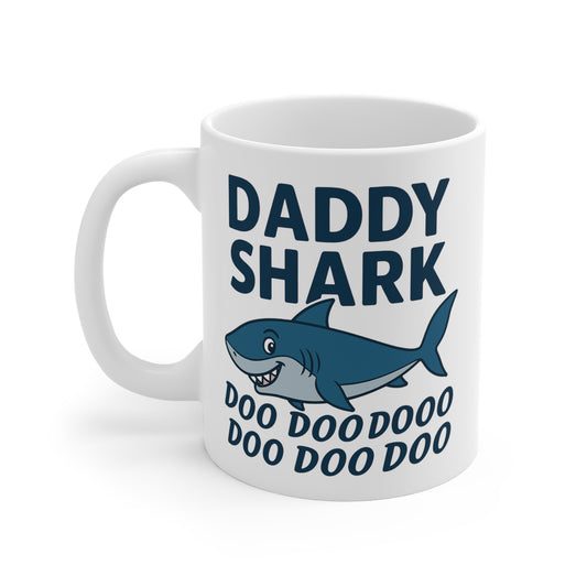 Tasse Céramique 325ml “Daddy Shark” – Mug Requin Papa – Cadeau Drôle pour Papa et Famille