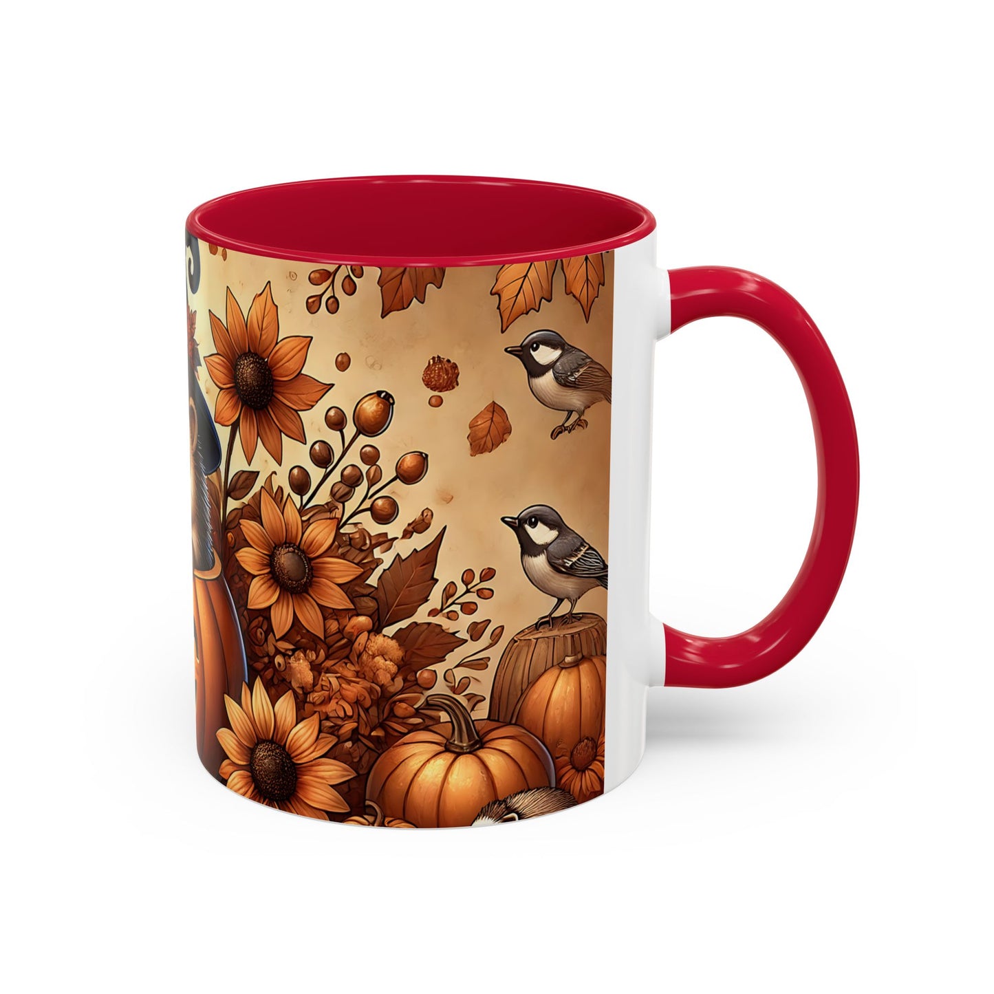 Tasse Hérisson Halloween – Mug Automnal avec Citrouille, Feuilles d’Automne et Chapeau de Sorcière – Design Mignon 325ml