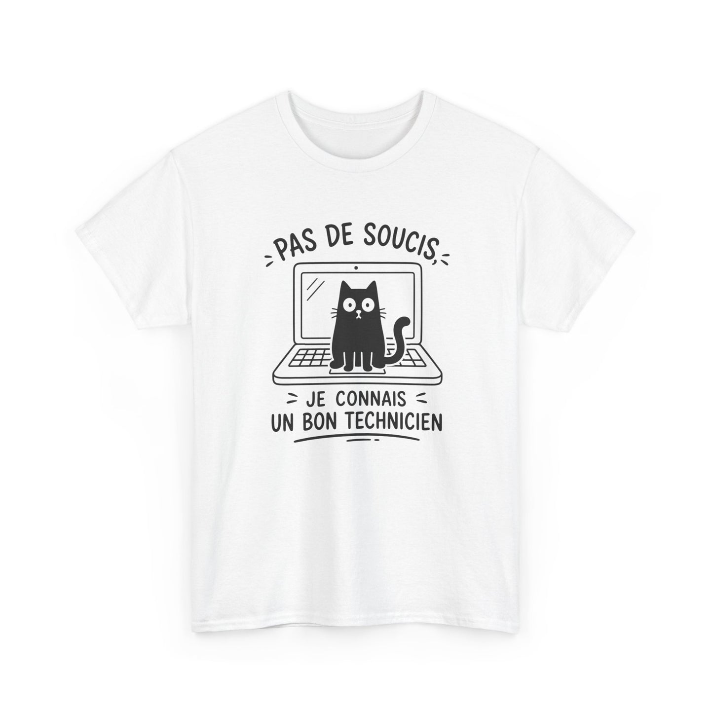 Tee-Shirt Informatique Homme et Femme – Chat Ordinateur Technicien Informatique – Cadeau Original Geek Informaticien Dépannage PC