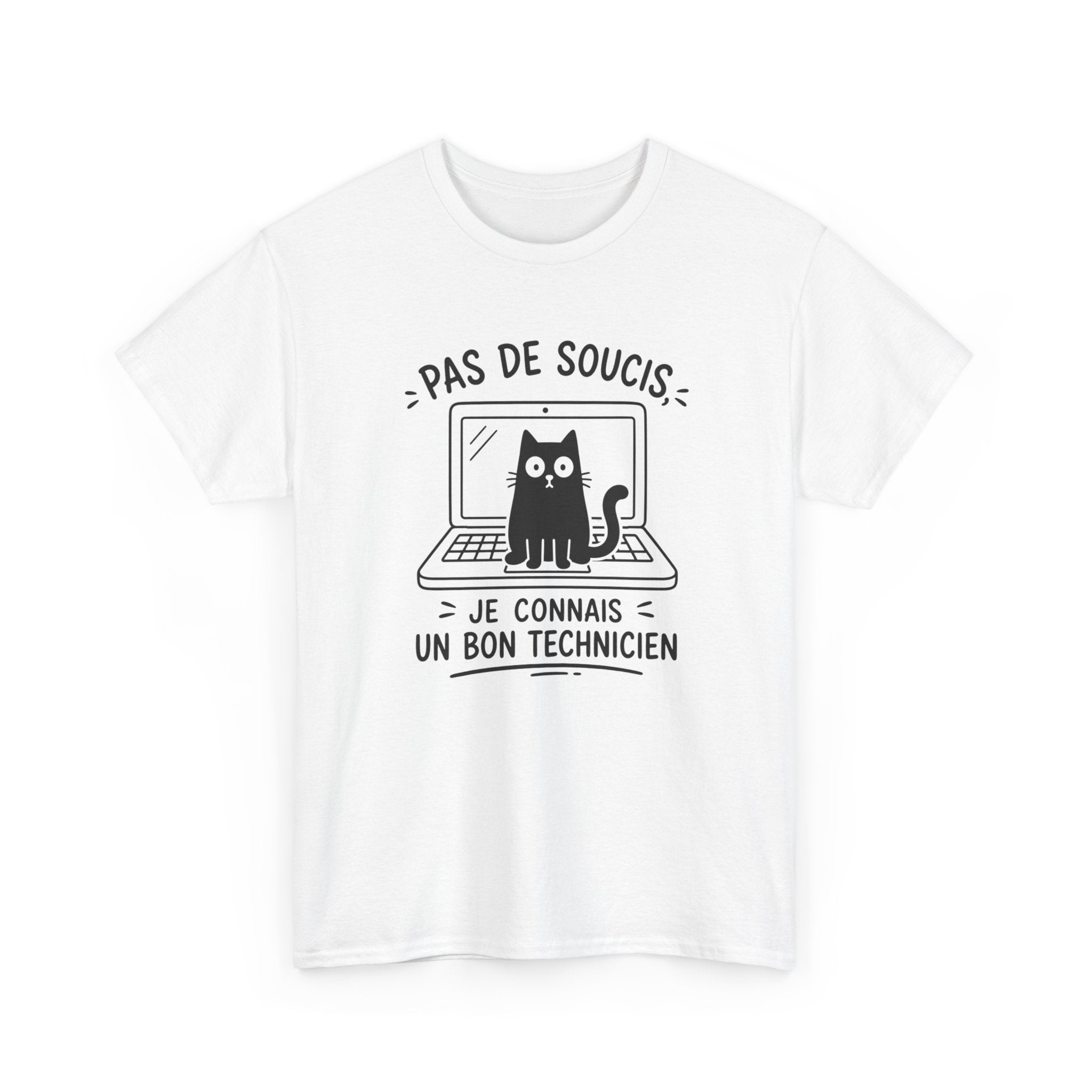 Tee-Shirt Informatique Homme et Femme – Chat Ordinateur Technicien Informatique – Cadeau Original Geek Informaticien Dépannage PC