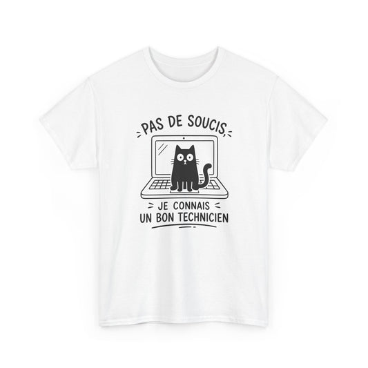 Tee-Shirt Informatique Homme et Femme – Chat Ordinateur Technicien Informatique – Cadeau Original Geek Informaticien Dépannage PC