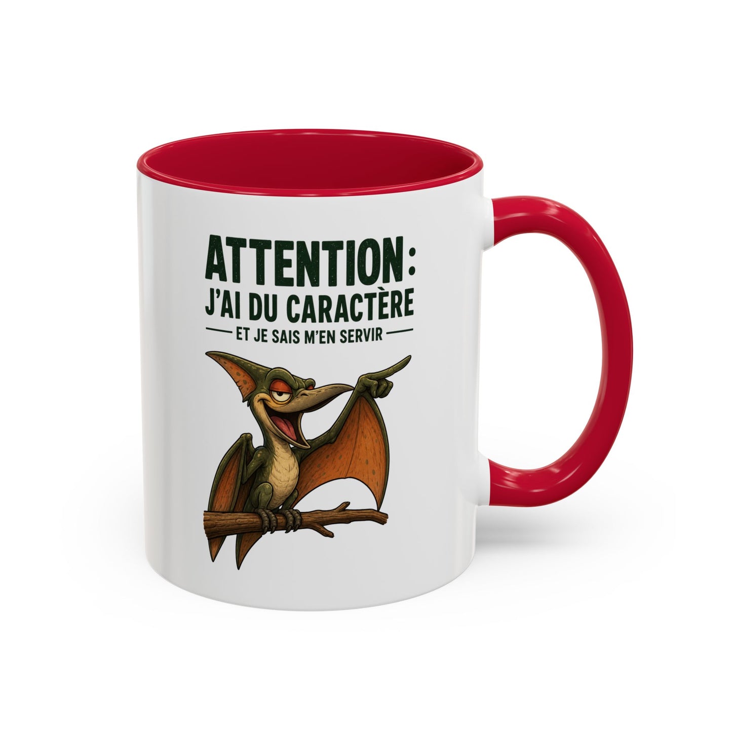 Mug Humoristique – Tasse Dinosaure Volant au Fort Caractère – Cadeau Original Homme et Femme, Ami ou Collègue – 325 ml Noir Bleu Rouge