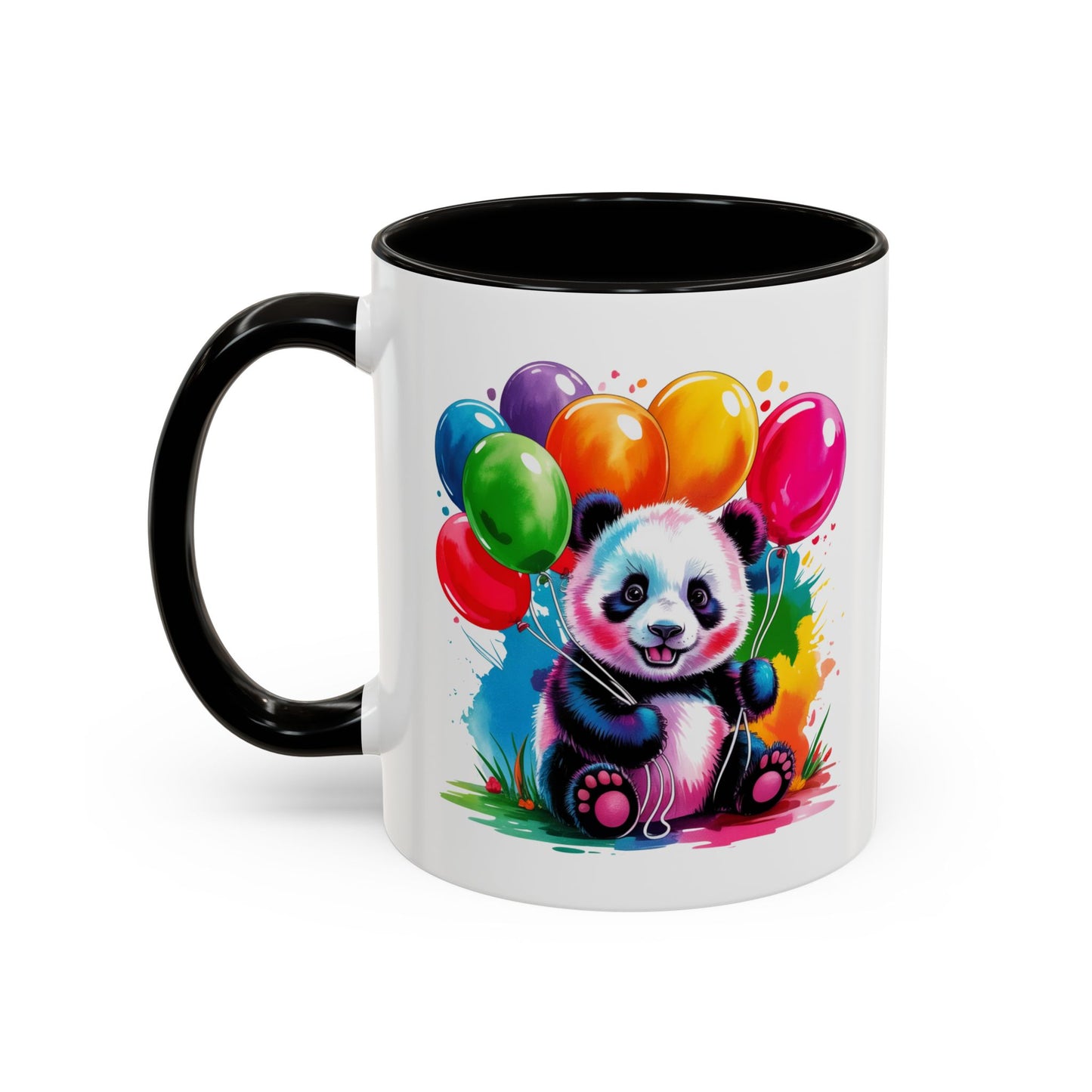 Mug Panda Kawaii avec Ballons Multicolores – Tasse Mignonne Cadeau Anniversaire et Fête – Céramique 325ml