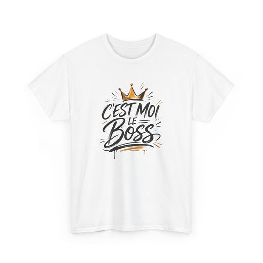 T-Shirt "C’est Moi le Boss" – Design Couronne Dorée – Tee-Shirt Humoristique Confiance et Leadership