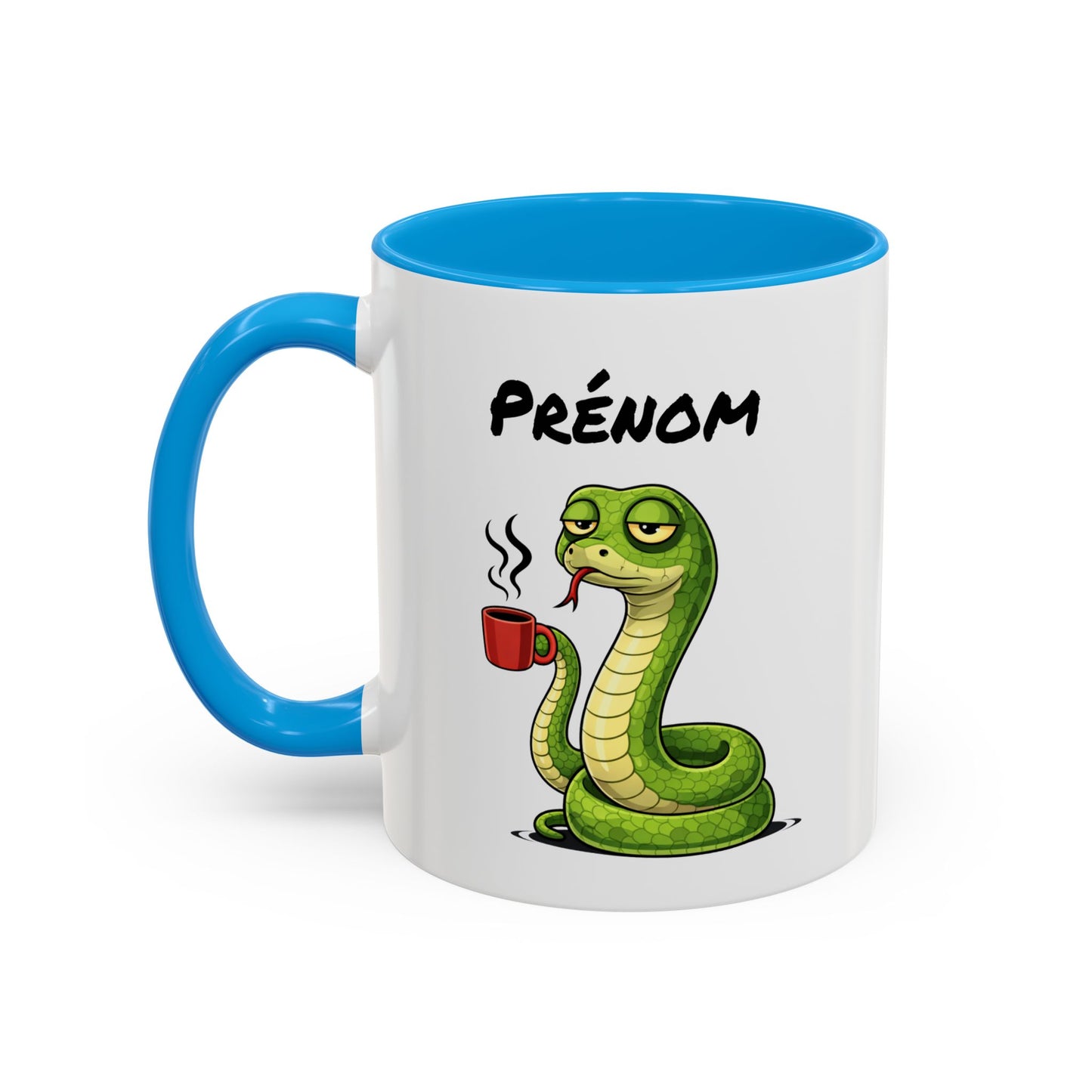 Tasse Serpent Fatigué avec Café – Mug Humour Reptile – Illustration Animal Mignon 325ml