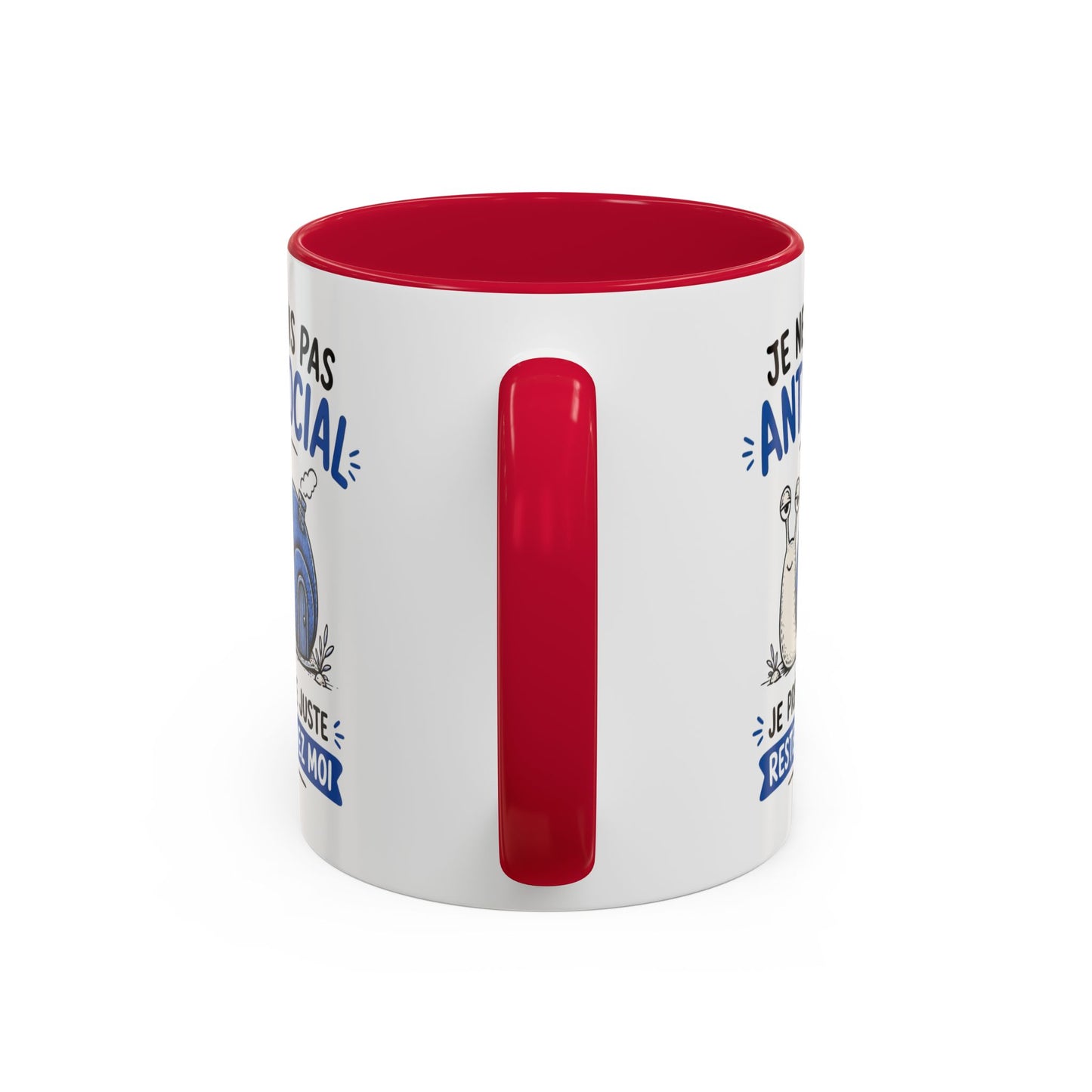 Mug Humour Introverti – Je Ne Suis Pas Antisocial Je Préfère Rester Chez Moi – Tasse Drôle Escargot – Cadeau Original Céramique 325ml Noir Bleu Rouge