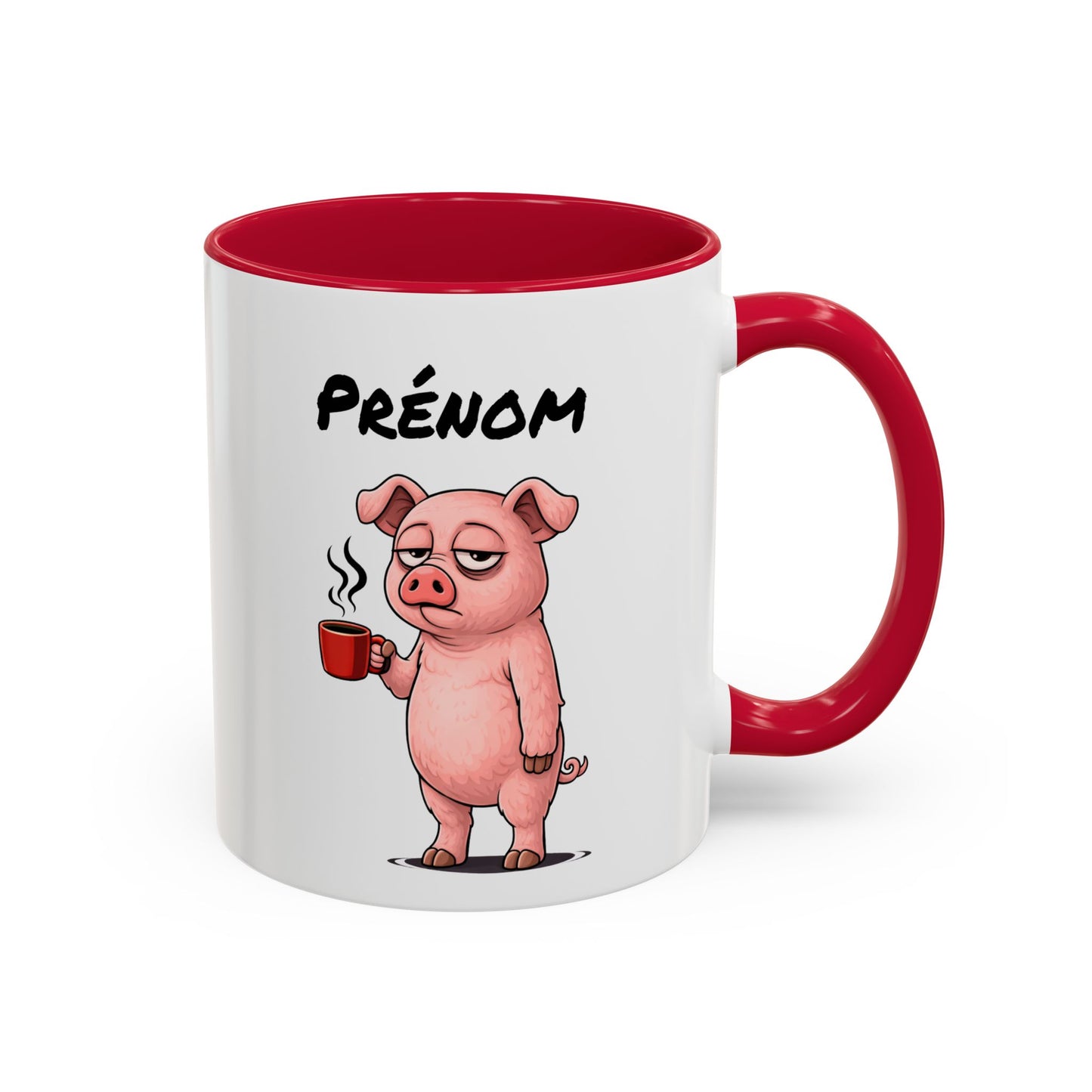 Tasse Cochon avec Café – Mug Animal Humoristique Fatigue – Illustration Cartoon 325ml
