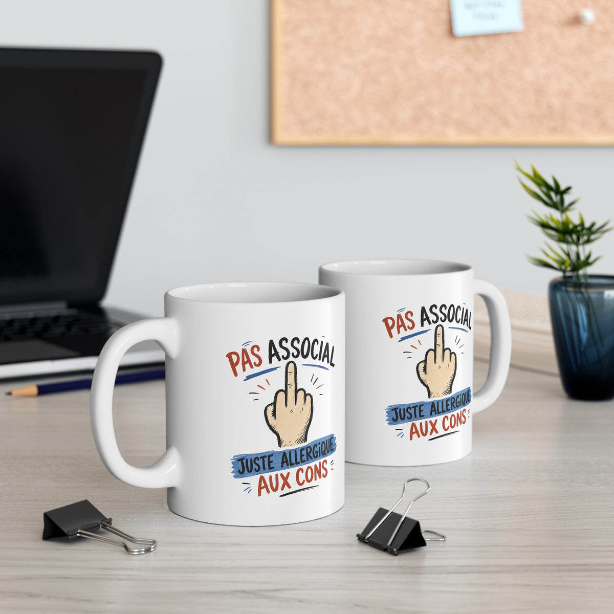 Mug Humour Pas Associal – Tasse Drôle Caractère – Cadeau Original Homme Femme – Humour Sarcastique et Décalé