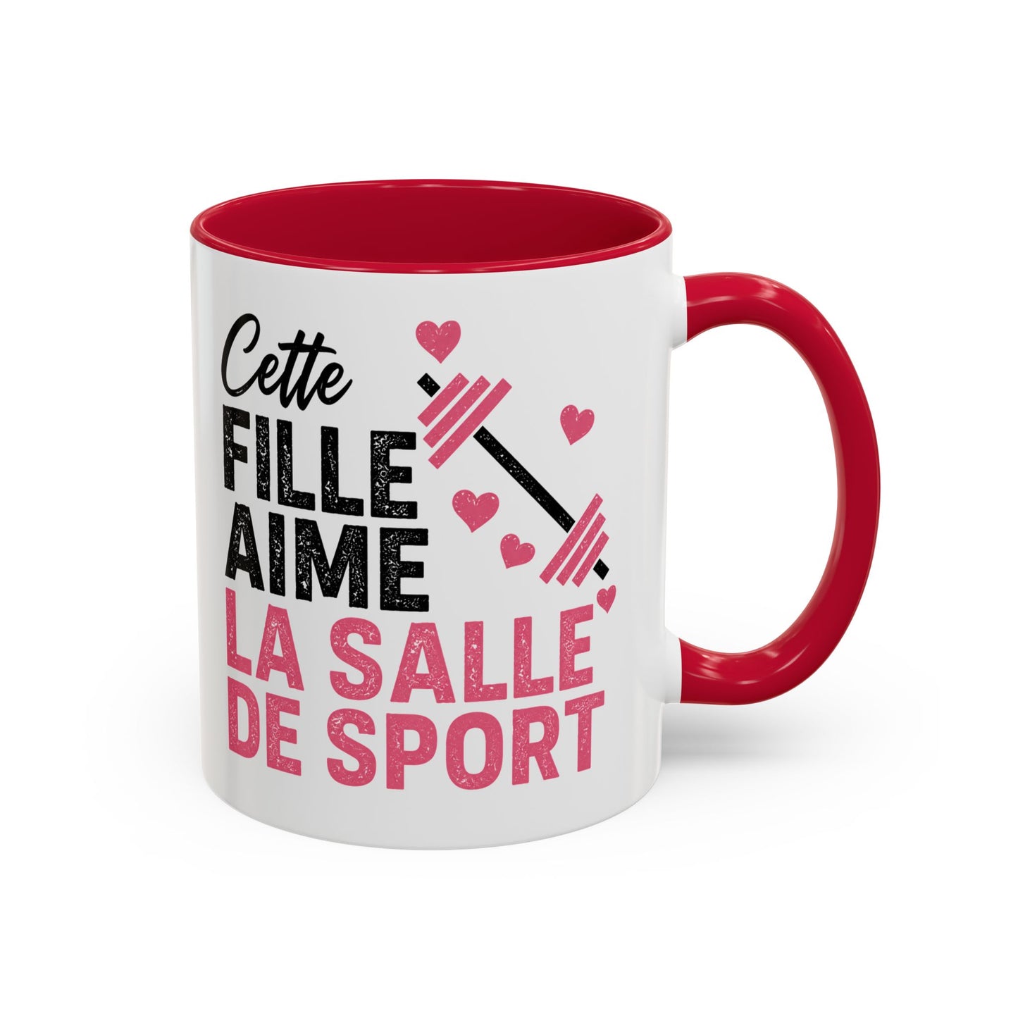 Mug Femme Fitness – Tasse Musculation Haltères – Cadeau Original Sportive, Gym Entraînement Bodybuilding Noir Bleu Rouge