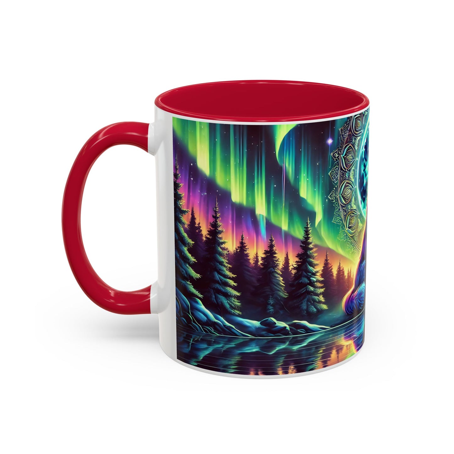 Mug Loup Mystique Aurore Boréale – Tasse Loup Hurlant Pleine Lune – Cadeau Fantaisie Nature 325ml