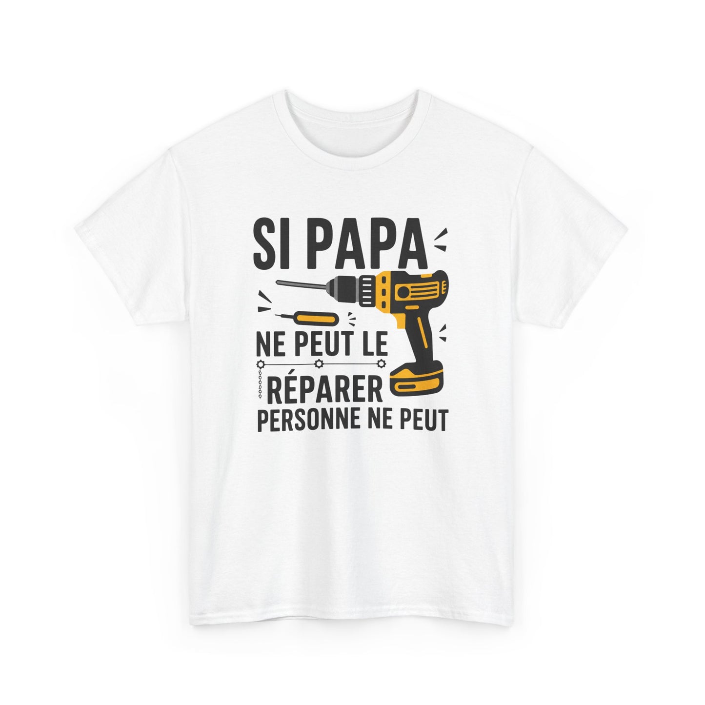 Tee-Shirt Papa Bricoleur Humour – Cadeau Père Bricolage Atelier Outils Perceuse Homme