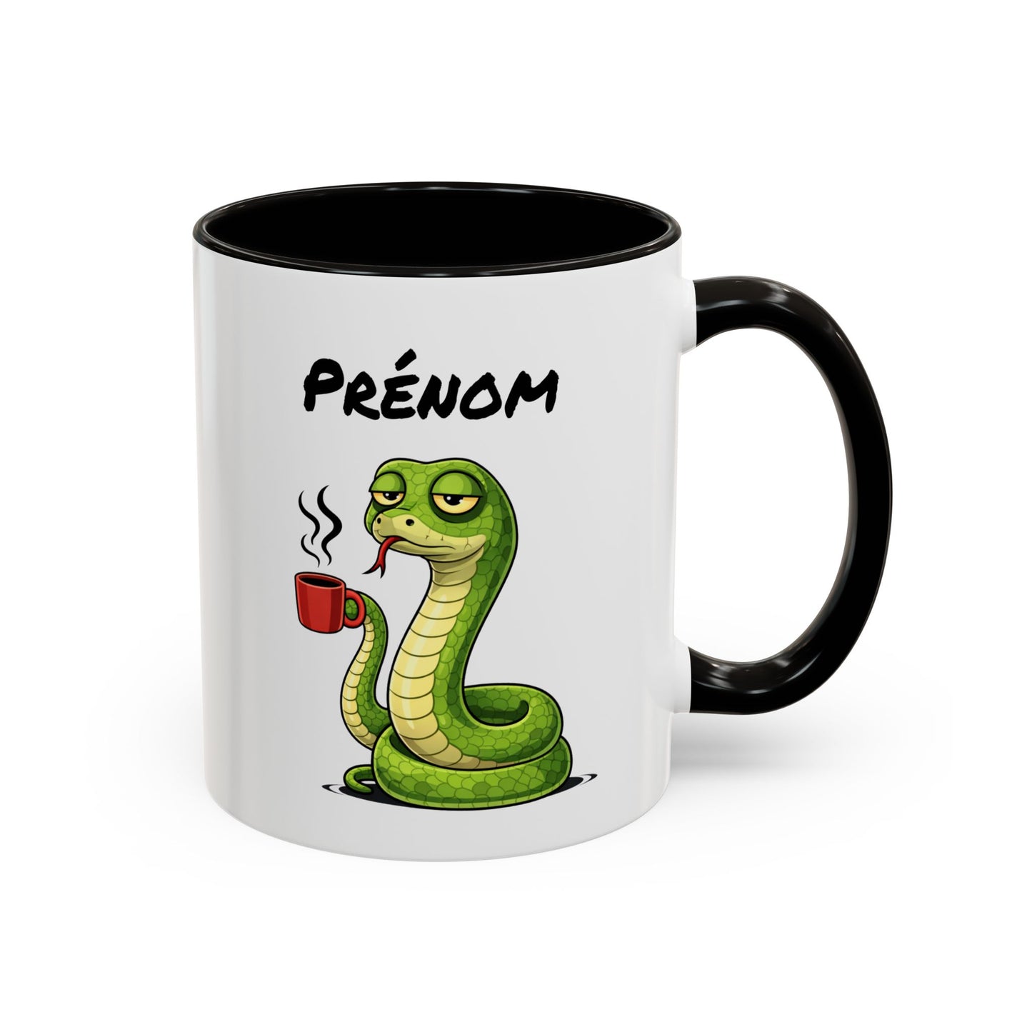 Tasse Serpent Fatigué avec Café – Mug Humour Reptile – Illustration Animal Mignon 325ml