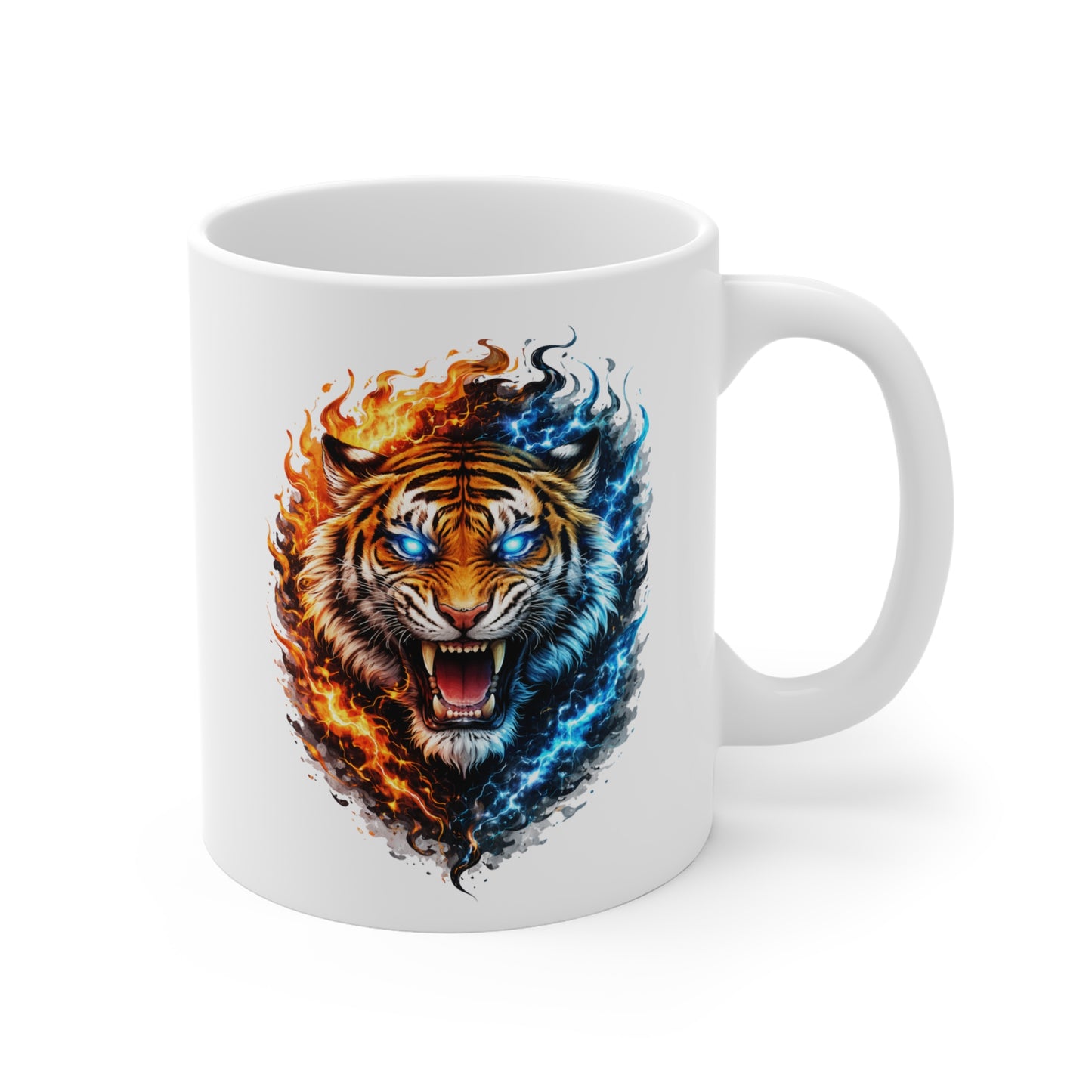 Mug Tigre Feu et Glace – Tasse Animal Sauvage Puissance Yin Yang – Cadeau Homme Original
