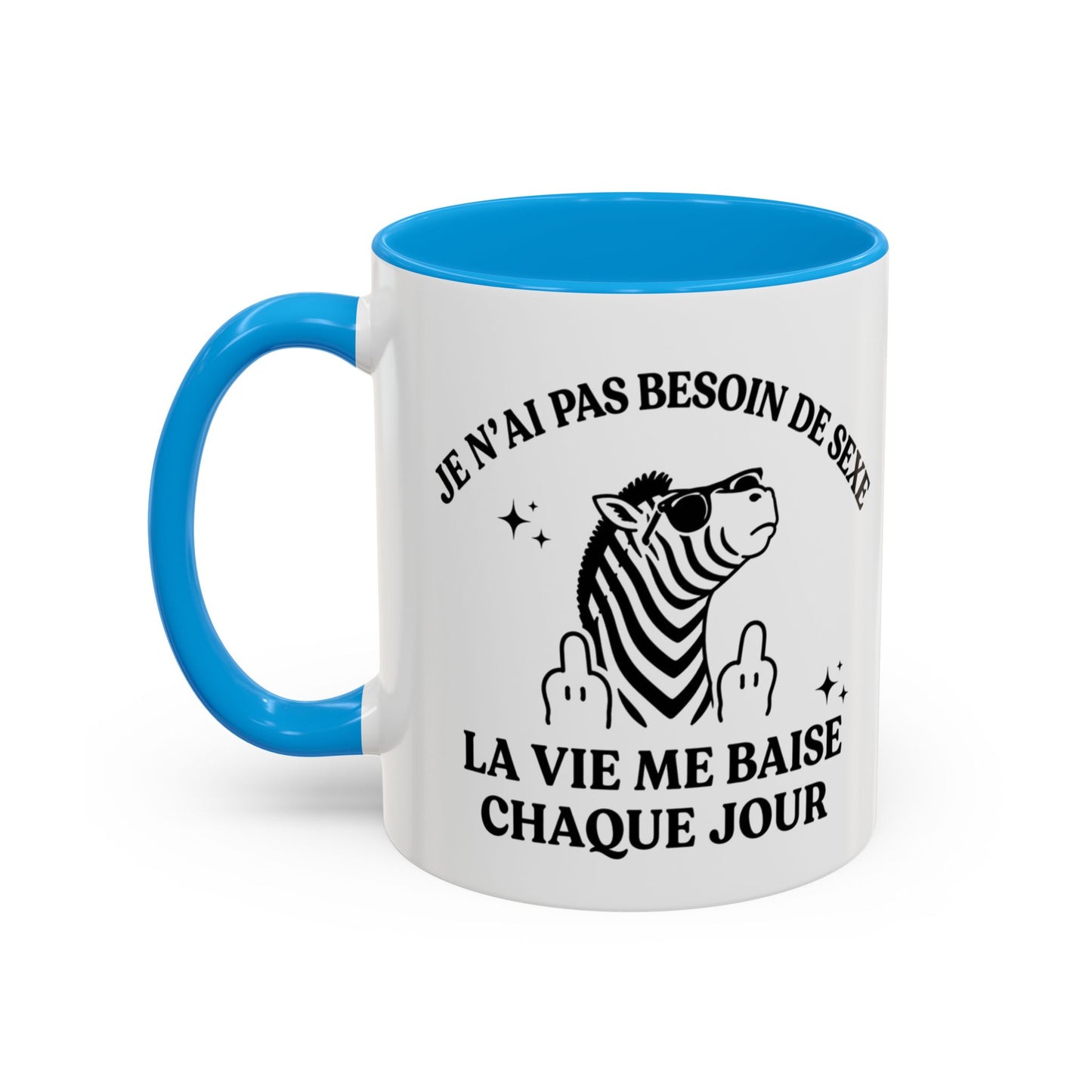 Mug Zèbre Humoristique – Tasse Humour Noir et Sarcasme – Cadeau Original Adulte – Céramique 325ml Noir Bleu Rouge