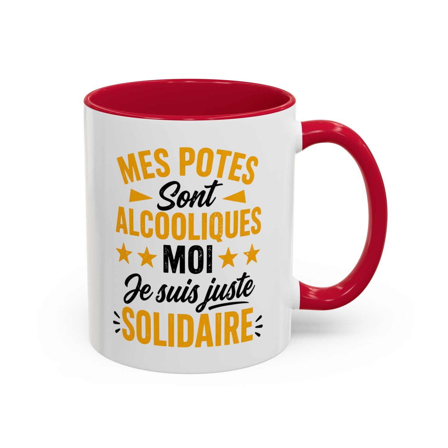 Mug Humour Apéro – Mes Potes Sont Alcooliques Moi Je Suis Juste Solidaire – Tasse Drôle Cadeau Original Fun Céramique 325ml