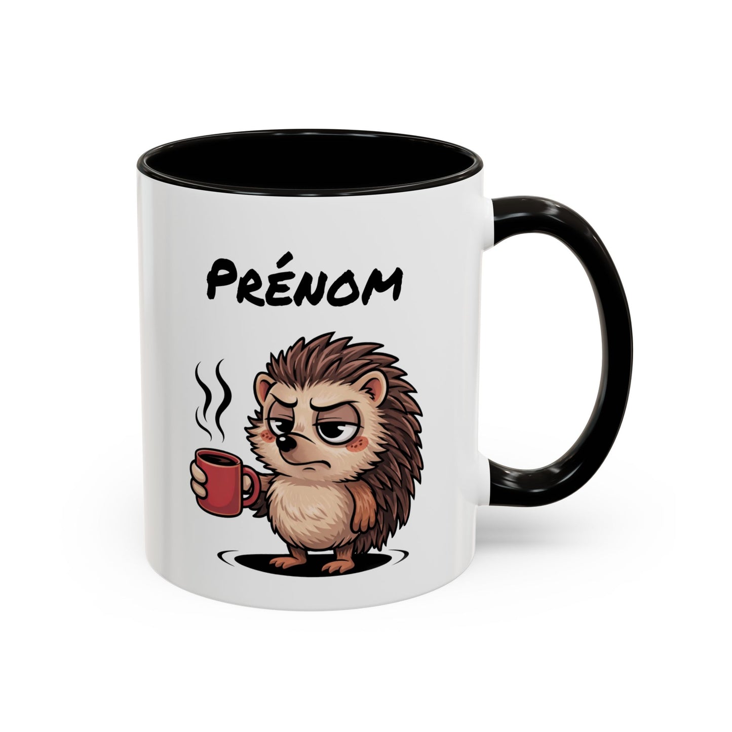 Tasse Hérisson Café Personnalisable 325ml – Mug Céramique Humour Réveil Matin Prénom Cadeau Original
