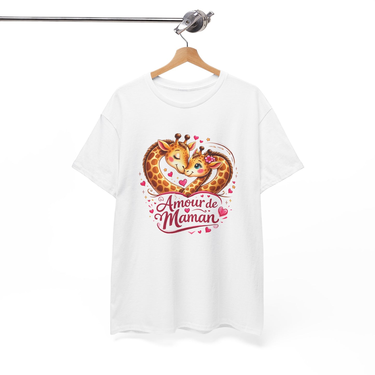T-Shirt Amour de Maman Girafe – Design Mignon Animaux Cœur – Cadeau Fête des Mères