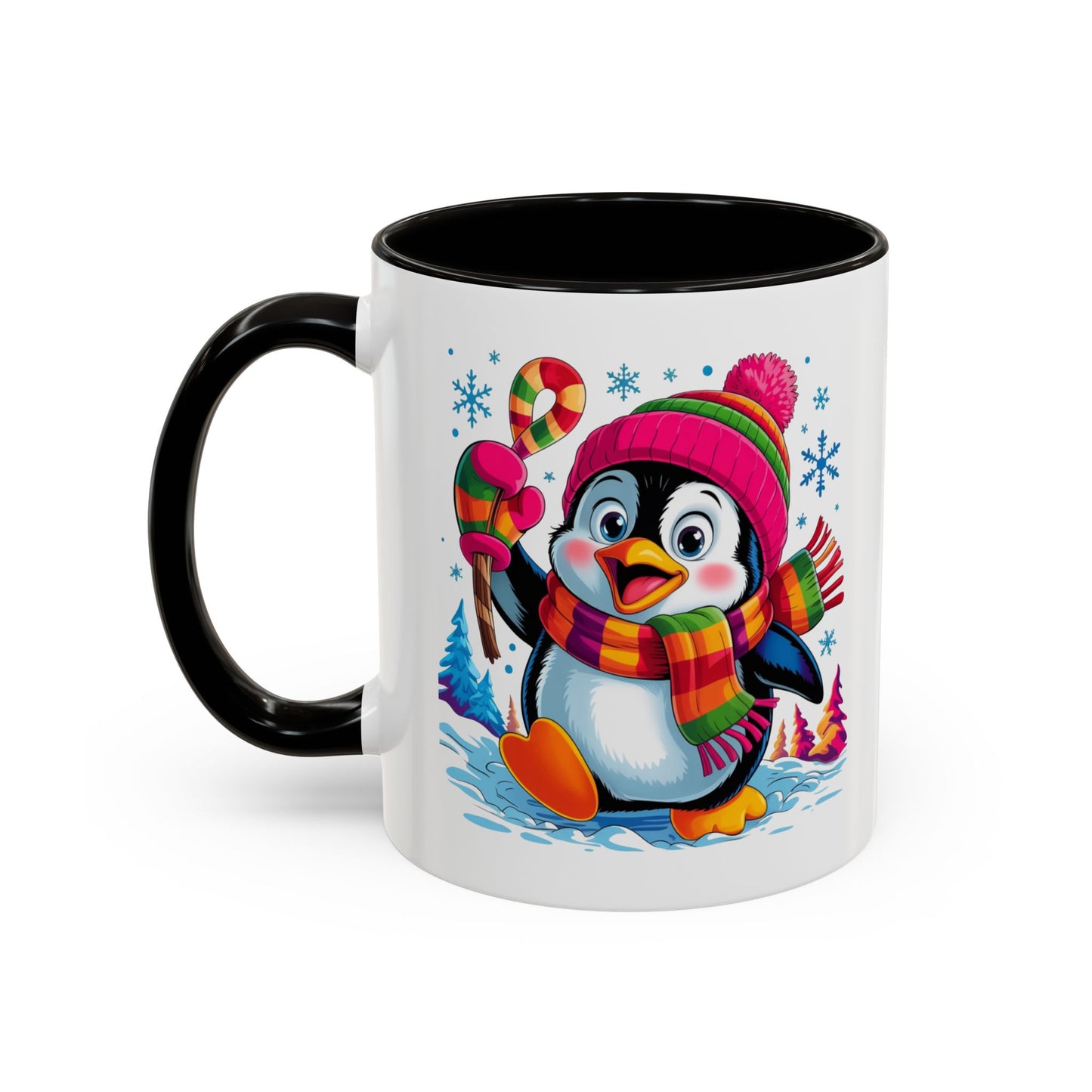 Mug Pingouin Mignon Hiver – Tasse Animaux Kawaii Neige – Cadeau Noël Fun et Coloré – Céramique 325ml