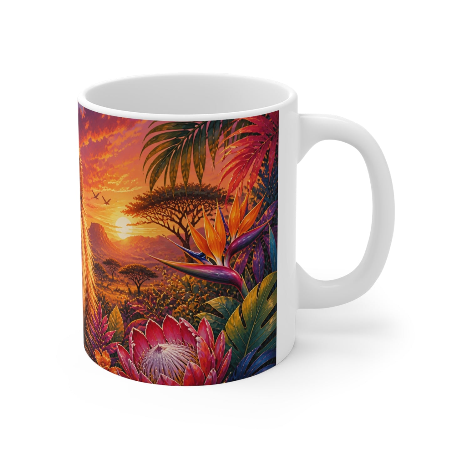 Tasse Lion Tropical – Mug Safari Coloré – Cadeau Animaux Sauvages Homme Femme Enfant 325ml