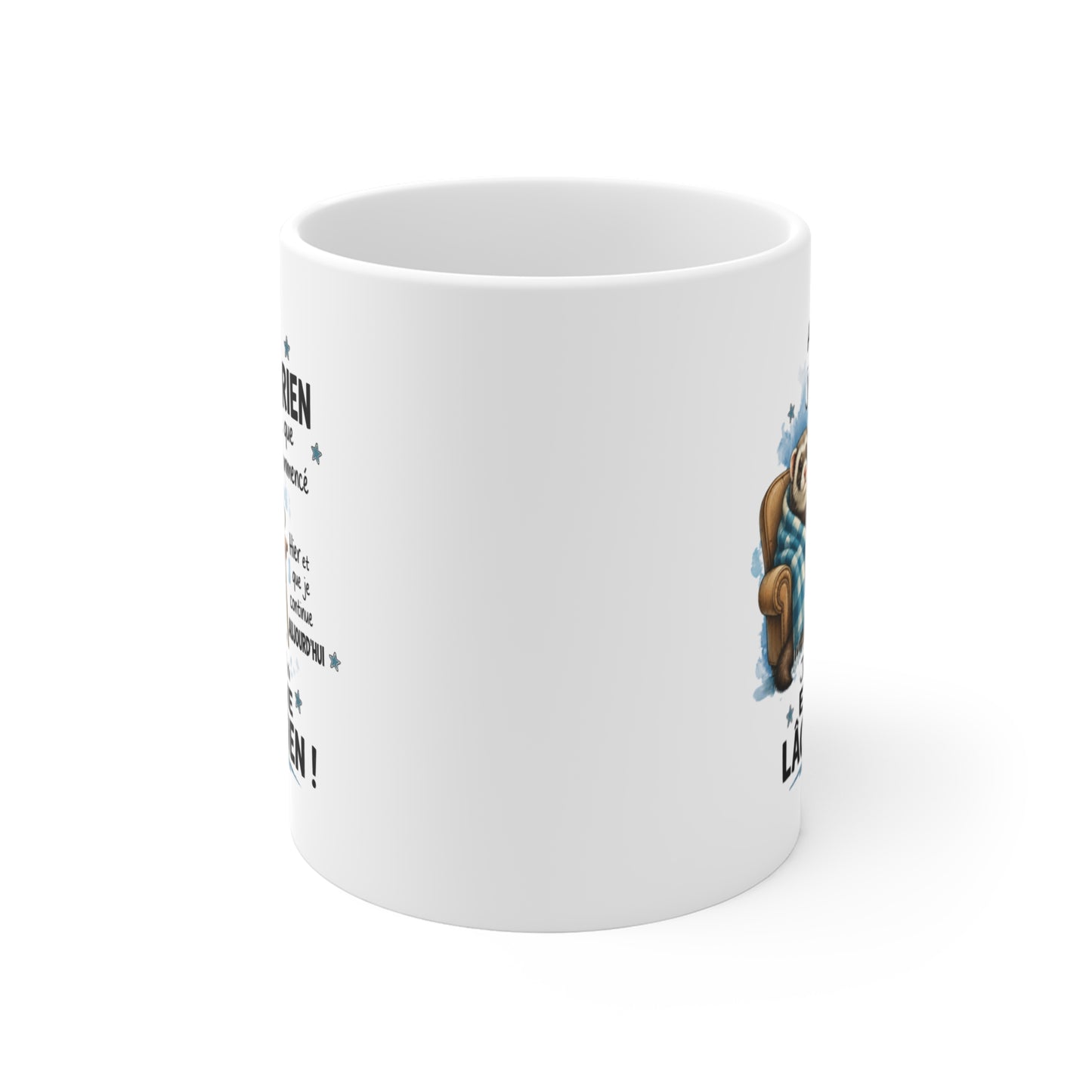 Mug Humour Homme et Femme – Furet Fatigué Repos Paresse Farniente – Cadeau Original Drôle pour Collègue Ami 325 ml