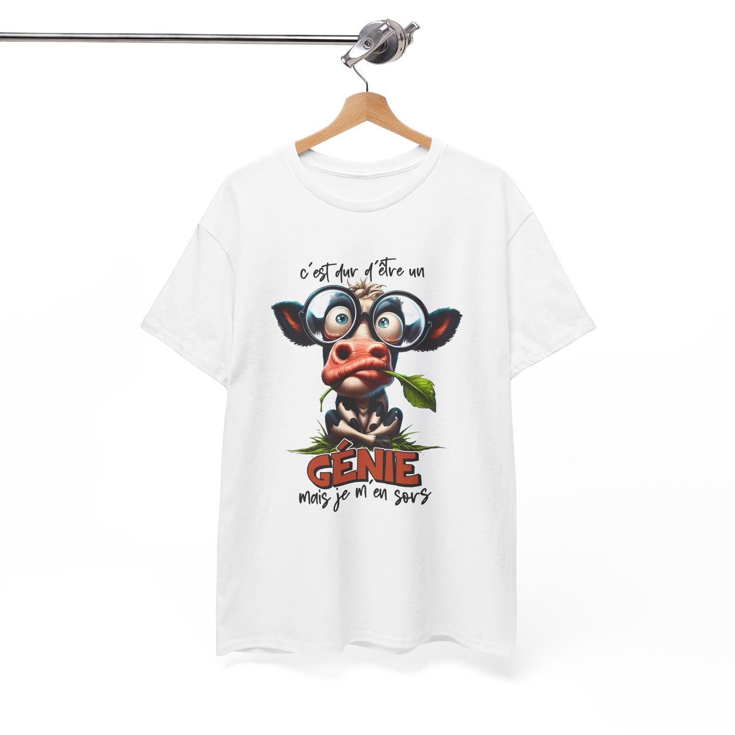 Tee Shirt C’est Dur d’Être un Génie Mais Je M’en Sors – T-Shirt Humour Vache Rigolote – Cadeau Homme Femme