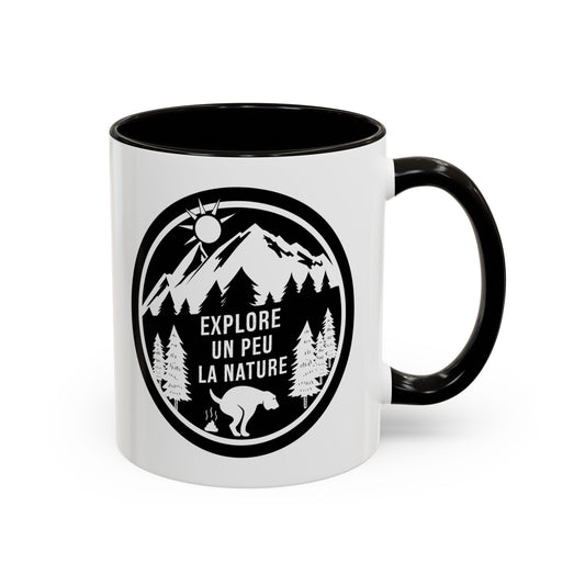 Mug Nature Homme et Femme – Tasse Chien Montagne Forêt Randonnée – Cadeau Amoureux des Animaux et Grands Espaces – Idée Cadeau Camping Aventure Plein Air – 325 ml Noir Bleu Rouge