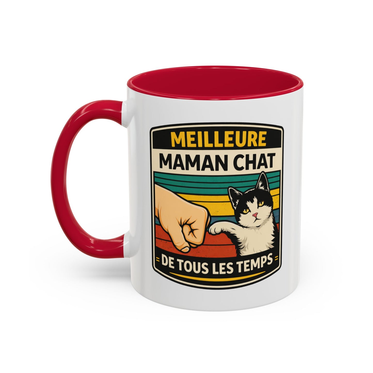 Tasse Meilleure Maman Chat de Tous les Temps – Mug Chat Noir et Blanc – Cadeau Maman Original – Céramique 325ml